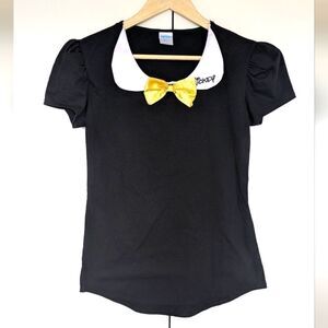 3/$30 Disney Mickey and Friends Petrr Pan Collar Puff Sleeve Tee with Yellow Bow